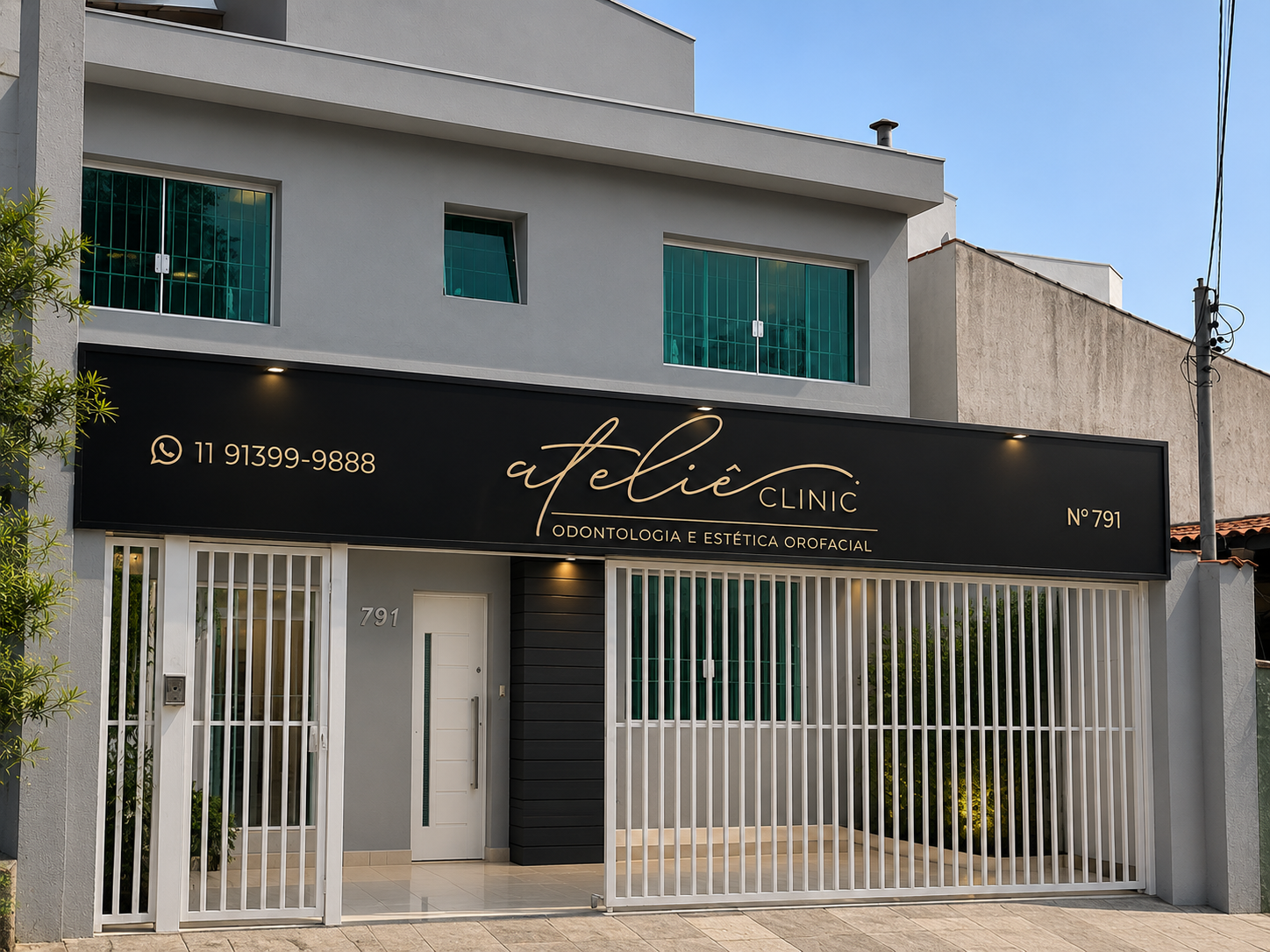 Fachada da Ateliê Clinic na Rua Dr. Eduardo Monteiro, 791, Jardim Bela Vista, Santo André